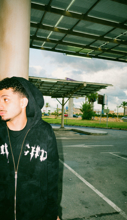 WASHED BLACK ZIP-UP