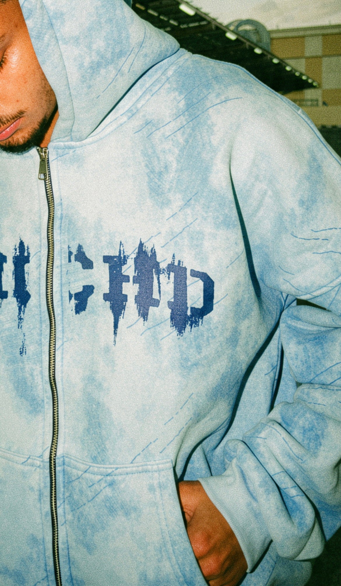 WASHED ICY BLUE ZIP-UP