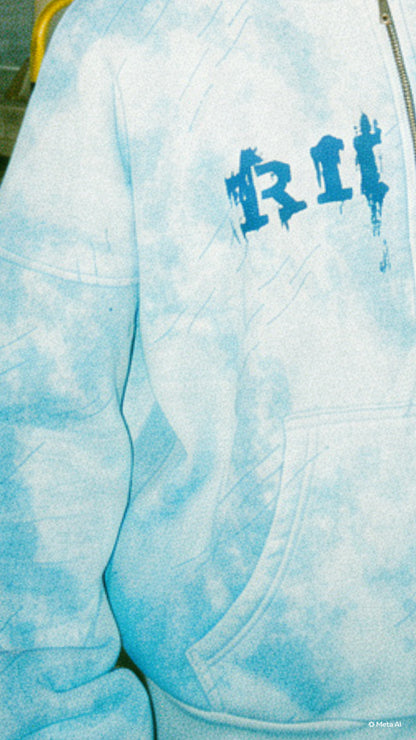 WASHED ICY BLUE ZIP-UP