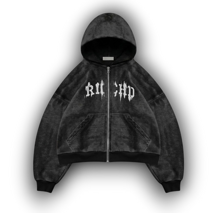 WASHED BLACK ZIP-UP