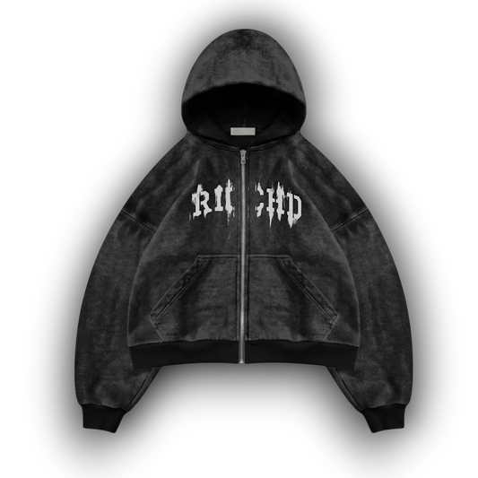 WASHED BLACK ZIP-UP